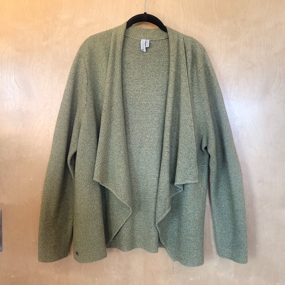 Sahalie Open Front Cascade Cardigan Sweater Green XL